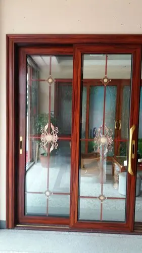 四扇豪华防蚊纱中空5十9a十5钢化精制铜花玻璃阳台门