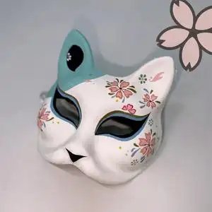 狐狸猫脸面具diy白色纸浆空白手绘面具卡通创意派对沙龙暖场活动