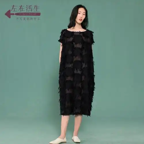 生活在左夏季新款女装休闲纯色百搭短袖连衣裙通勤中长款女f198