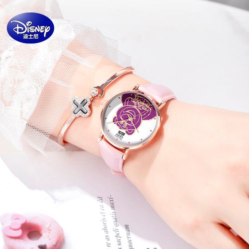迪士尼联名少女女孩高中生初高中防水手表熊联名草莓国产腕表