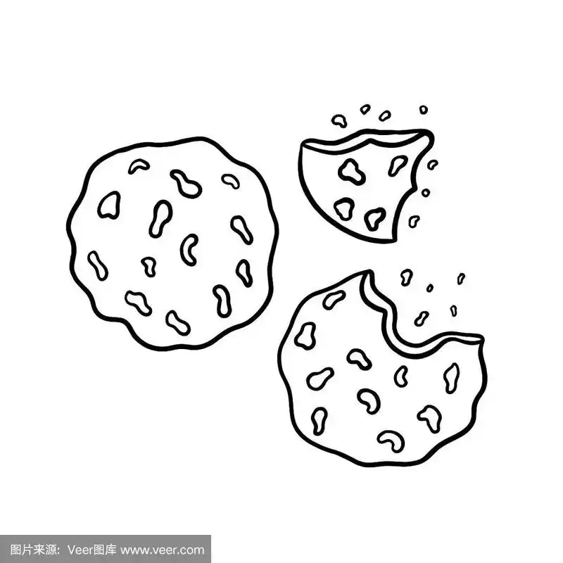 手绘曲奇孤立在白色背景.