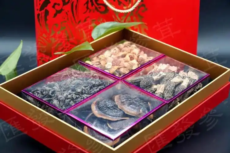 好礼知时节山珍四宝礼盒97羊肚菌50克 金边灵芝50克 松茸100克 秋