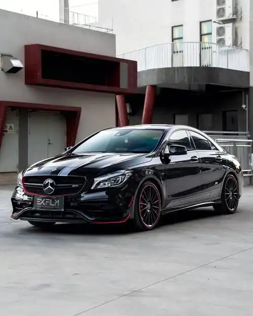 奔驰cla45改色贴膜pet修复钢琴黑