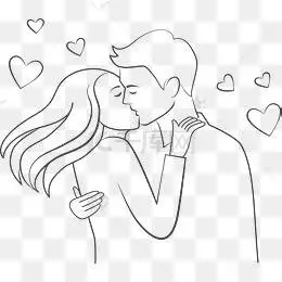 情侣接吻简笔画教学