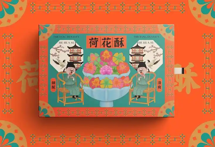 唐宫荷花酥宫廷糕点系列礼盒包装