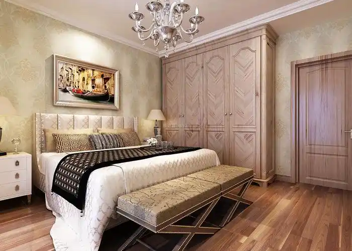 家装效果图 卧室 成都家庭卧室实木衣柜装饰效果图 提供者