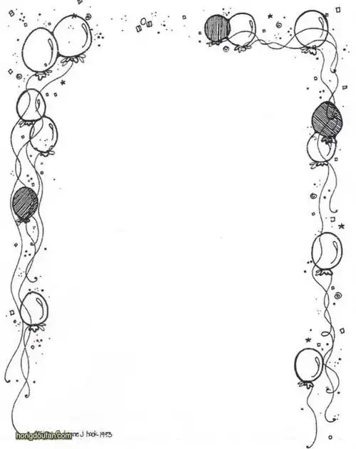 带有漂亮气球装饰边框的空白纸张a4图片打印下载