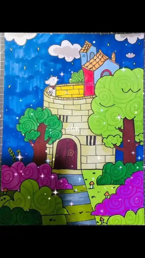 夜晚画简笔画儿童画