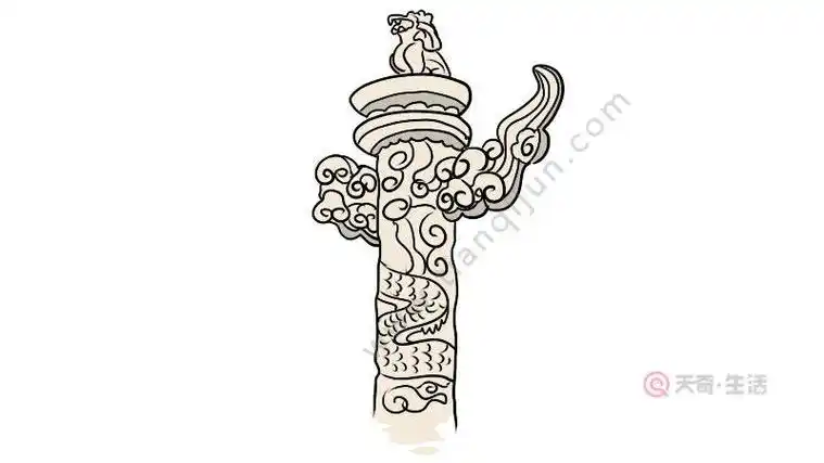 盘龙柱的简笔画怎么画