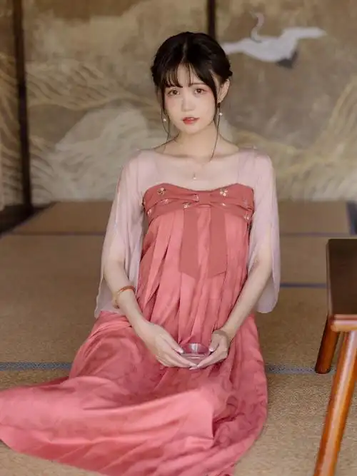 文艺复古改良版汉服连衣裙女夏季唐风刺绣中长款齐胸汉元素仙女裙