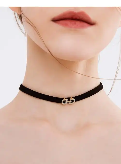 choker锁骨链女网红短款颈带气质脖子上的绑带饰品链项链颈链项圈