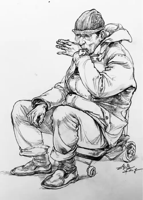 站坐姿动态人物速写范画画线描速写人物必备素材