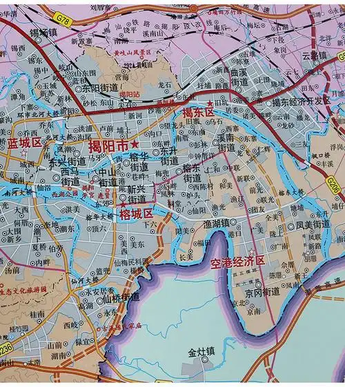 广东省揭阳市地图 1.6*1.1米