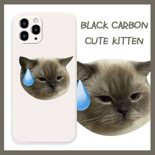 黑炭流汗猫咪情侣手机壳适用于华为畅享20小米11苹果13荣耀60vivo