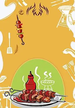 卡通彩绘烧烤背景素材