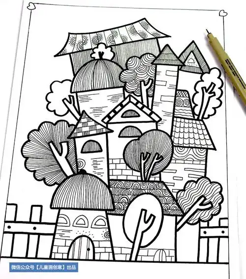 2.组织线条,运用不同的线描元素装饰画面,让画面更加丰富.3.