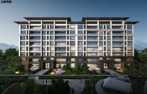 重庆新中式风格高层 小高 洋房住宅建筑方案立面风格