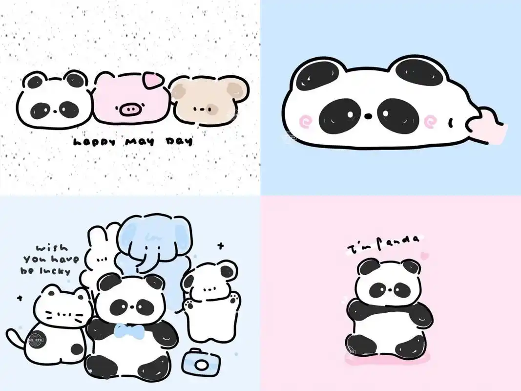 横屏插画9/100 大熊猫卡通平板横屏插画 大熊猫横屏插画～ #图案设计