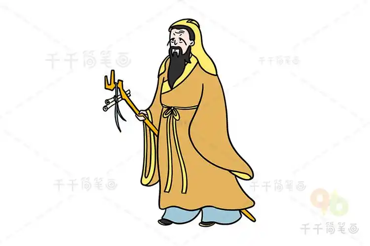 唐代医药学家 孙思邈简笔画怎么画_古代人物简笔画