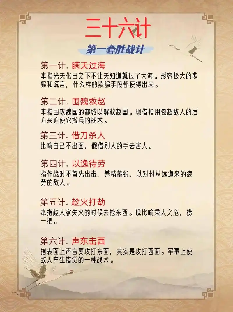 《三十六计》顺序表 注释 家长替孩子收藏起来  《三十六计》 - 抖音
