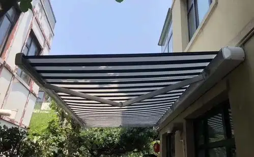 河北永清县电动伸缩遮阳棚阳光房电动遮阳帘定做价格博纳思遮阳