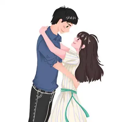 手绘情侣亲吻情人节原创插画素材下载(情侣日常恩爱手绘插画) - 觅