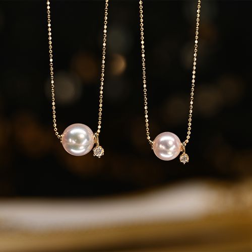 海水akoya天女路路通珍珠项链  9-9.5mm 18k金进口多用豆豆链黄金