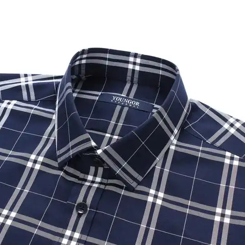 雅戈尔衬衫男秋季格子长袖衬衫男修身休闲衬衫商务休闲