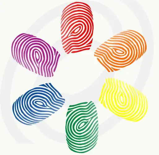 矢量手指指纹,矢量图的指纹在各种颜色