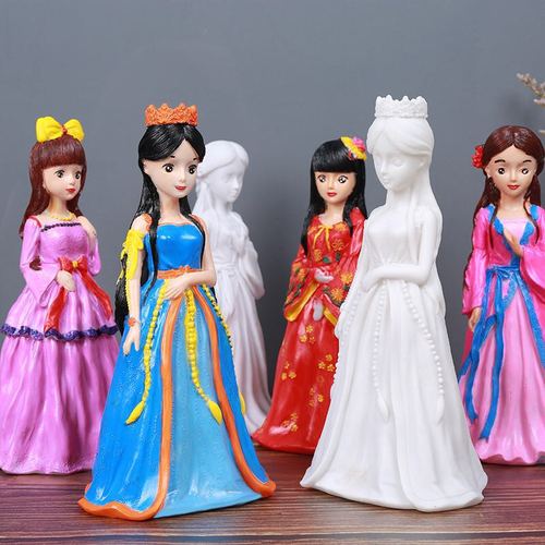 小马宝莉紫悦女孩5古装公主玩具儿童彩绘石膏娃娃涂色绘画diy白胚