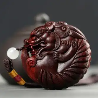 靠森(kaooseen)有求必应貔貅手把件 印度木手工雕刻小件手玩把件