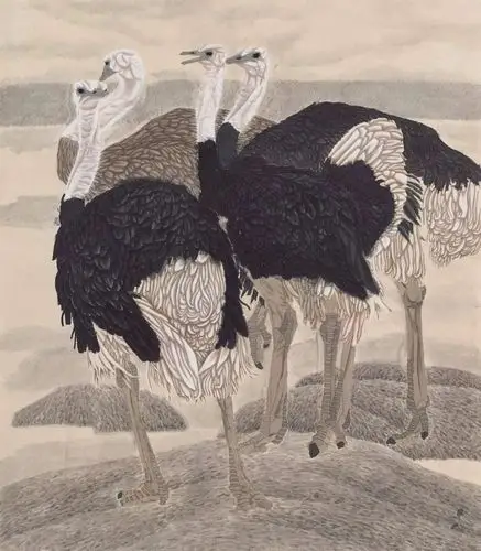 《鸵鸟》 84cm x 77cm 纸本水墨 1997年