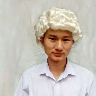 律师头假发 新款法官头套 短卷发男女判官装扮舞台表演头套