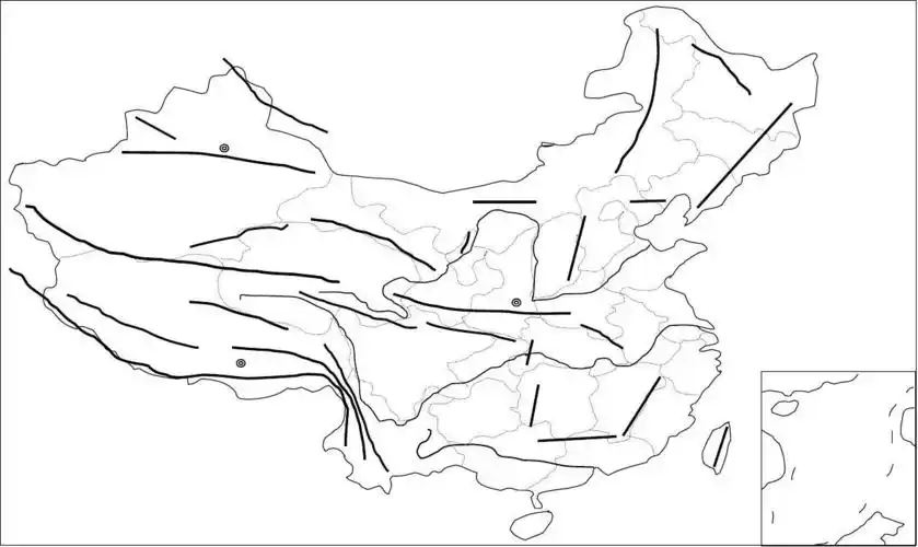 中国主要地形空白图
