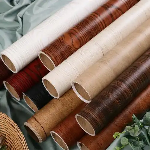 波音软片防水自粘墙纸门贴衣柜柜子板桌面旧家具翻新仿木木纹贴纸