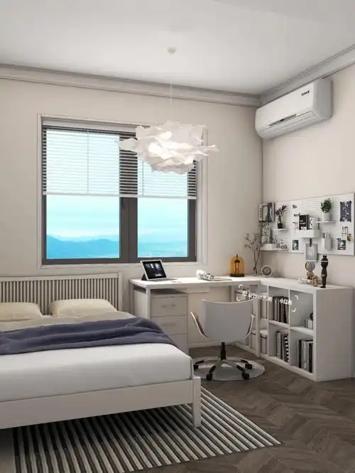 9㎡卧室装修l型半包围书桌安全感爆棚