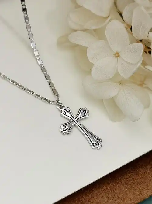 pl600661素银十字架项链