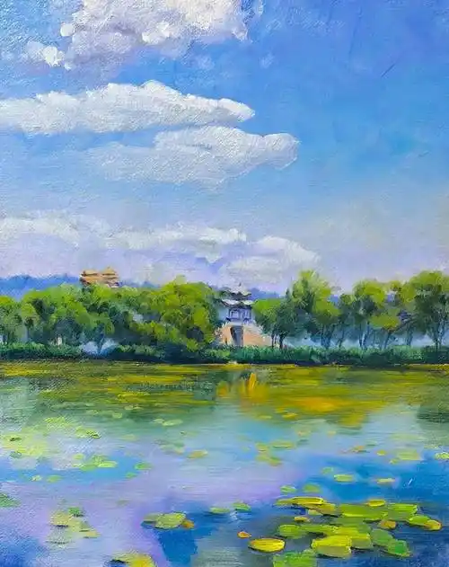 甲辰2024中国书画名家精品日历 //67袁亚明_作品_昆明湖_中国画