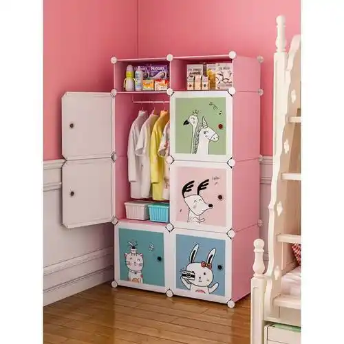 简易儿童衣柜收纳柜卡通家用储物柜小孩婴儿宝宝仿布小衣橱经济型
