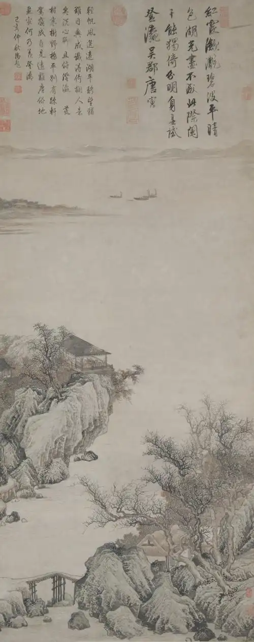 唐寅《湖山一览图》 _ 国画 _艺术中国