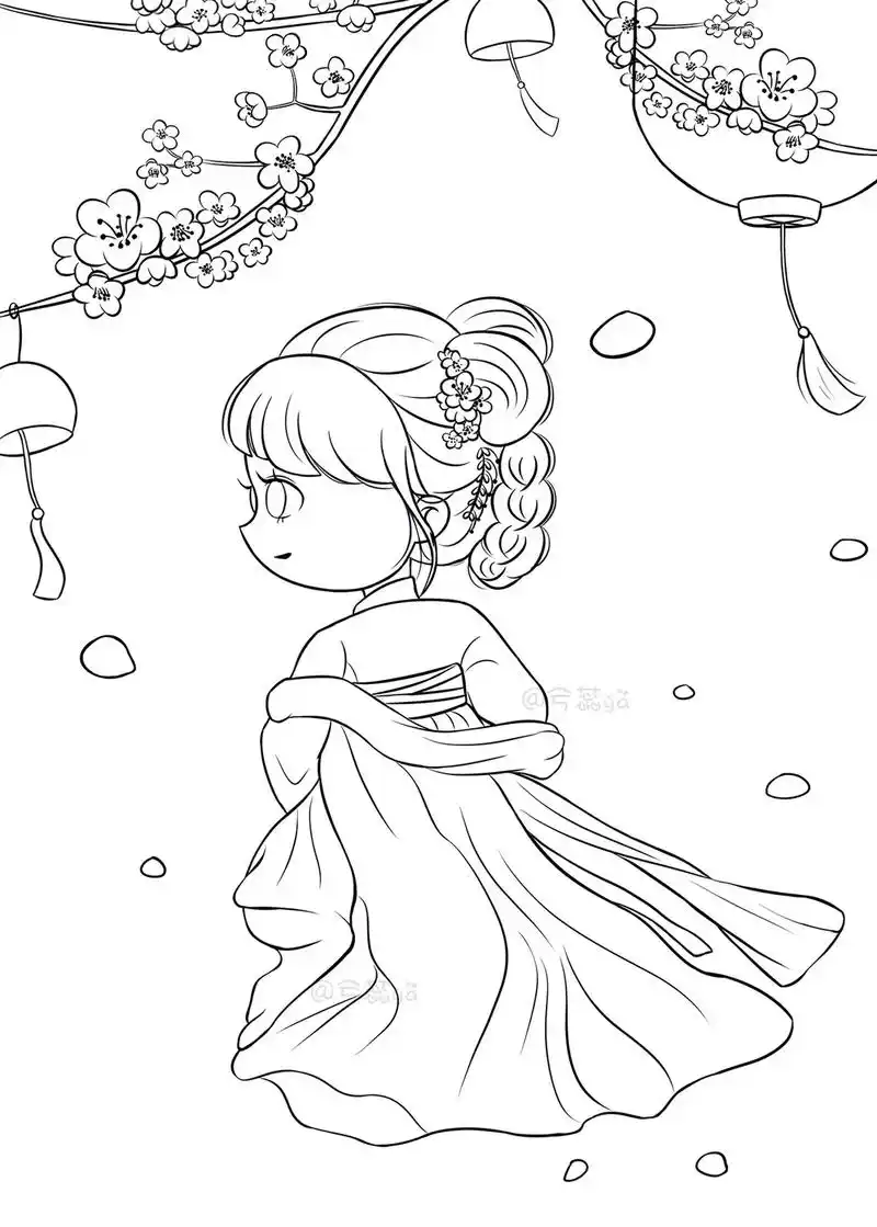 原创插画|桃花拟人.今日份桃花仙子#古风 #插画 #画画 # - 抖音