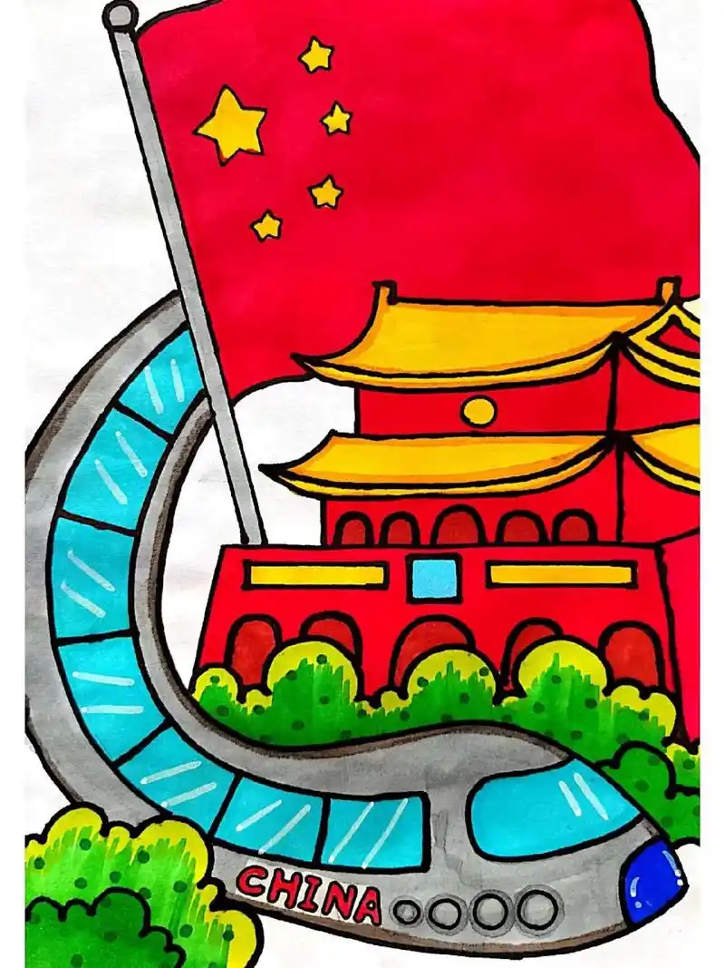 国庆节天安门主题画简笔画 国庆节天安门主题画简笔画