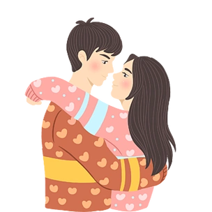 卡通可爱甜蜜拥抱的小情侣