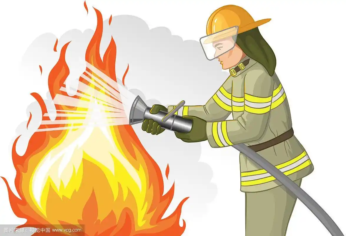 消防队员用消防水龙带灭火