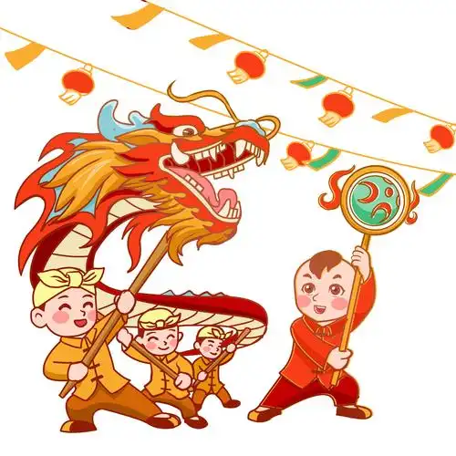 红色元宵节舞龙卡通元素表情包gif动态图元宵节表情包