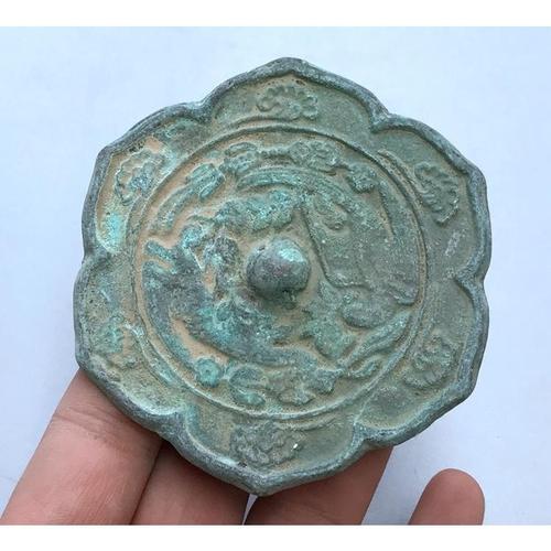 仿古汉代青铜镜仿古铜镜出土葵镜摆件花边龙凤铜镜