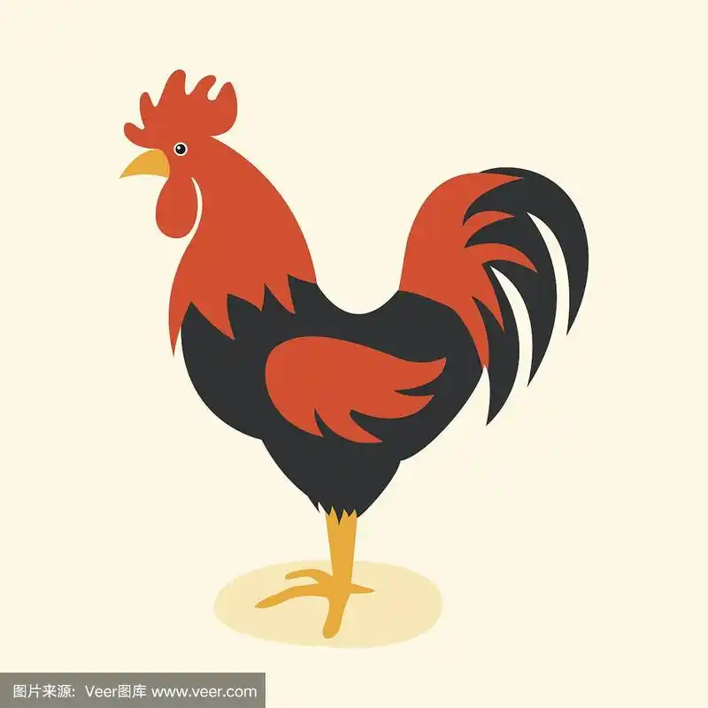 可爱的卡通公鸡矢量插图