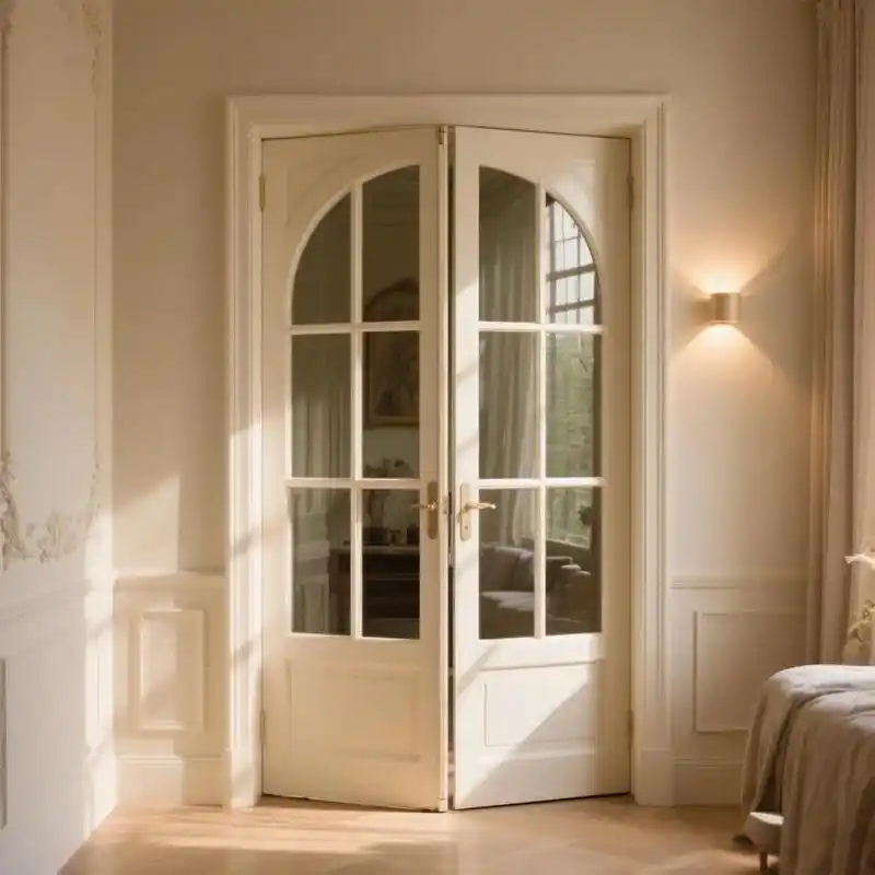 奶油风法式门窗复古玻璃拱门.#法式复古拱门#法式复古对开门#