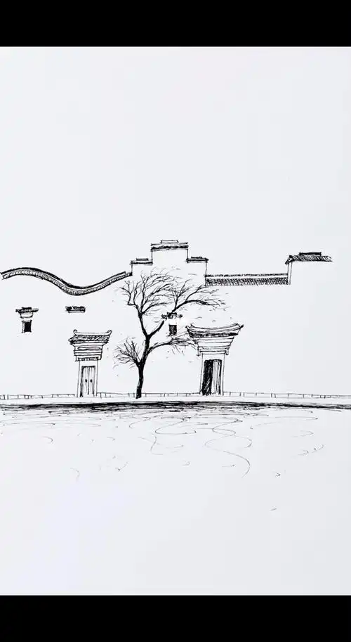 建筑手绘徽派建筑