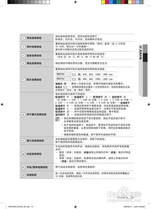 三星wd8752dja滚筒洗衣机使用说明书:[2]